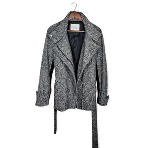 RACHEL Rachel Roy gray tweed versatile tie waist coat